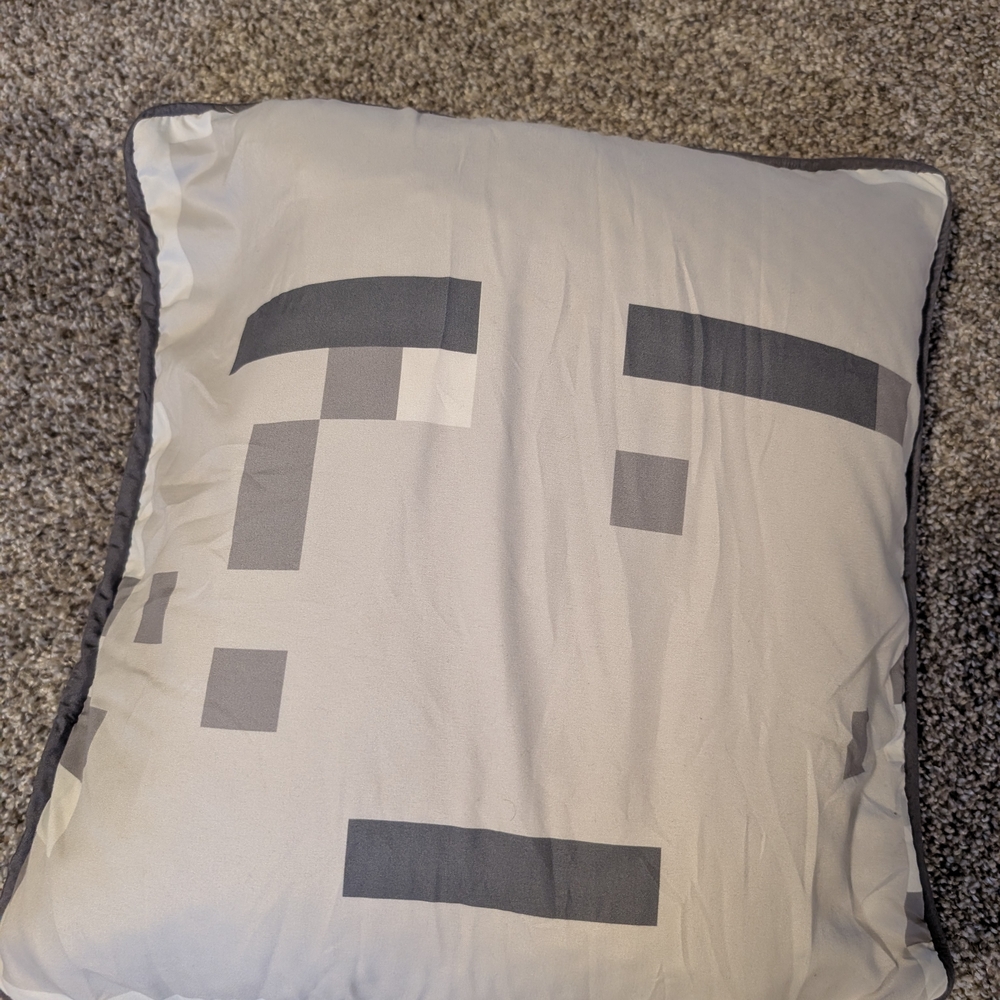 Minecraft Gray Pixel Art Throw Pillow